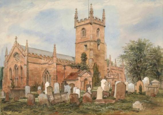 Watercolour of St Mary’s Parish Church Handsworth [Birmingham Museums and Art Gallery]